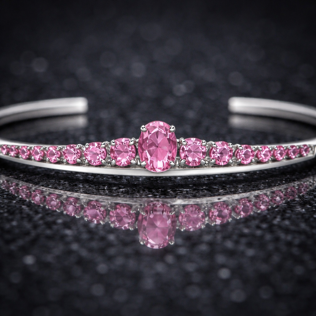 pink sapphire white gold tiara macro