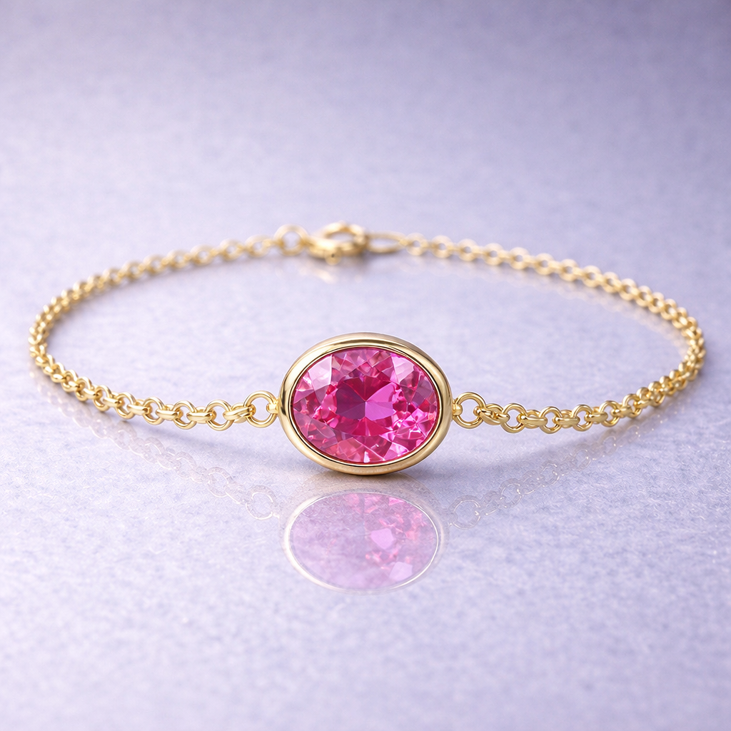 pink sapphire yellow gold bracelet