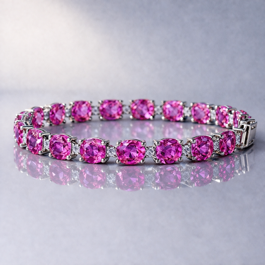 pink sapphire diamond white gold tennis bracelet