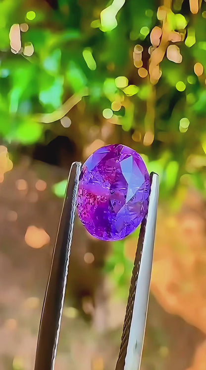 2.13 ct unheated purplish pink sapphire ceylon certified