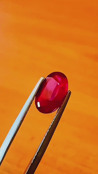 2.07 ct unheated red ruby gia certified