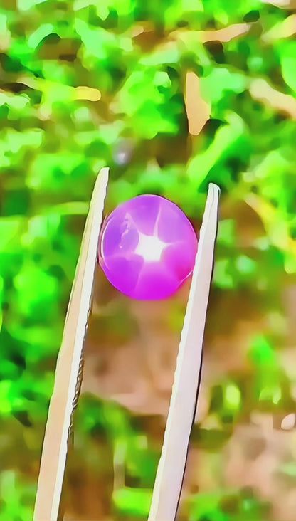 2.22 ct unheated purplish pink star sapphire certified