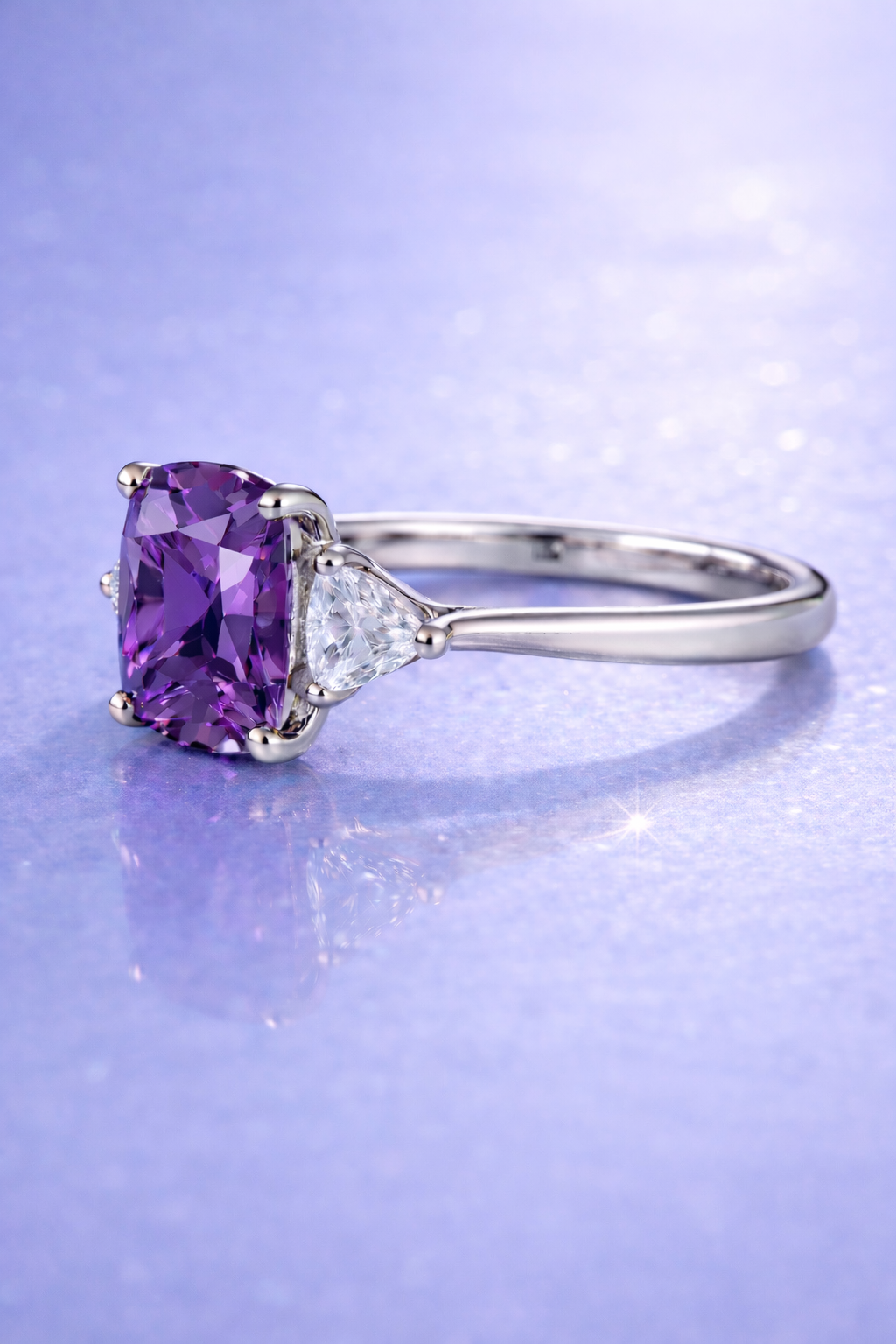 purple spinel diamond platinum ring