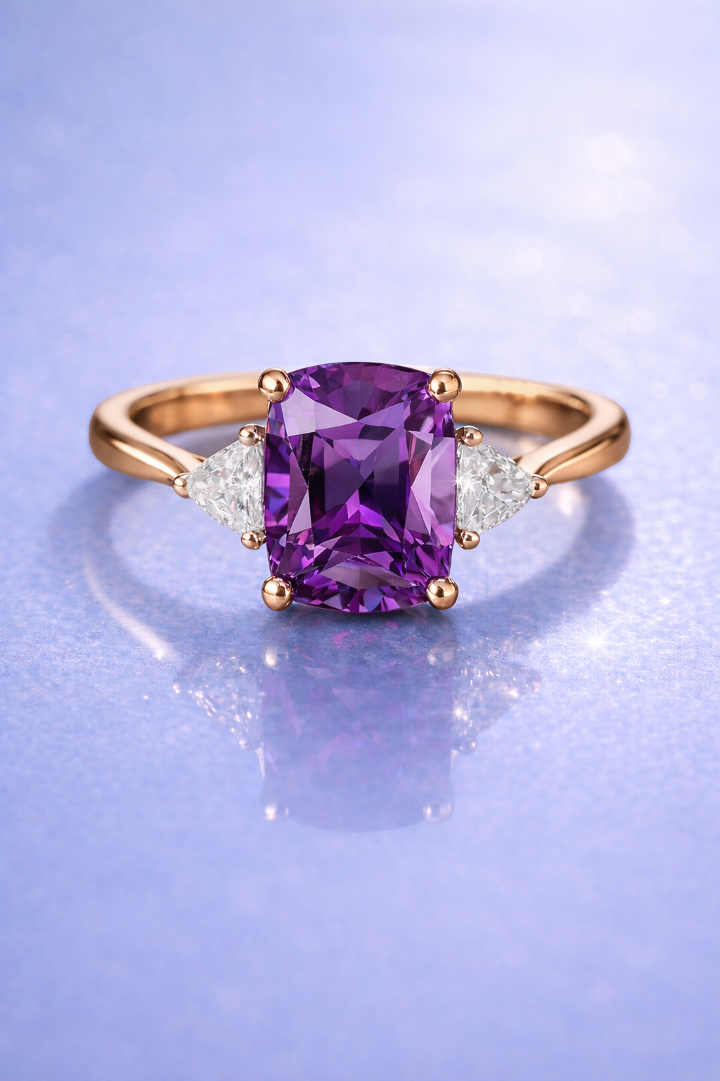 purple spinel diamond rose gold ring