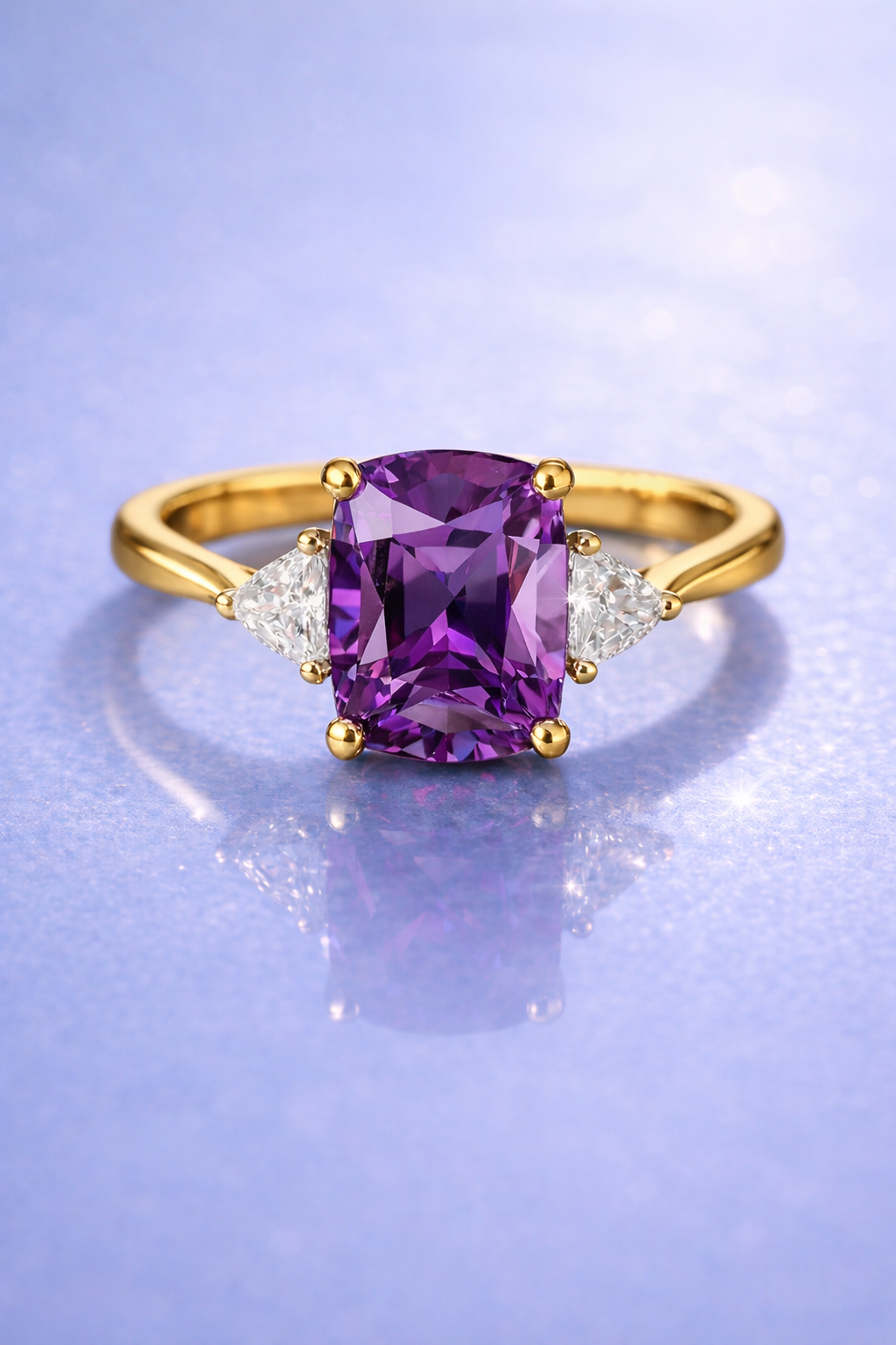 purple spinel diamond yellow gold ring
