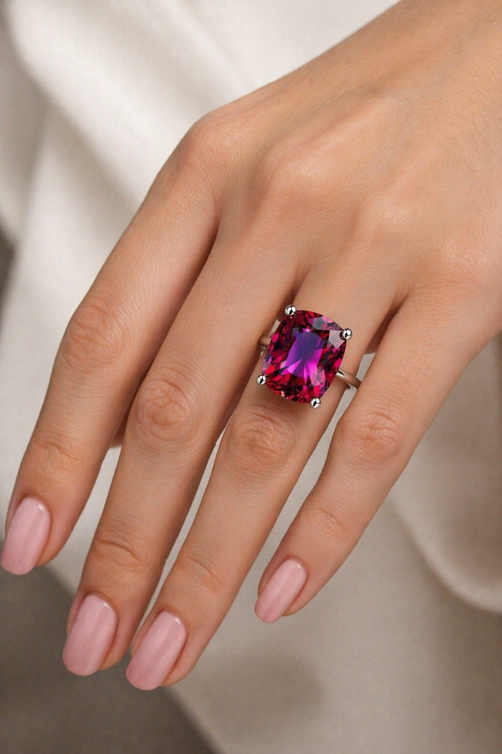 purplish pink rhodolite garnet gold ring model