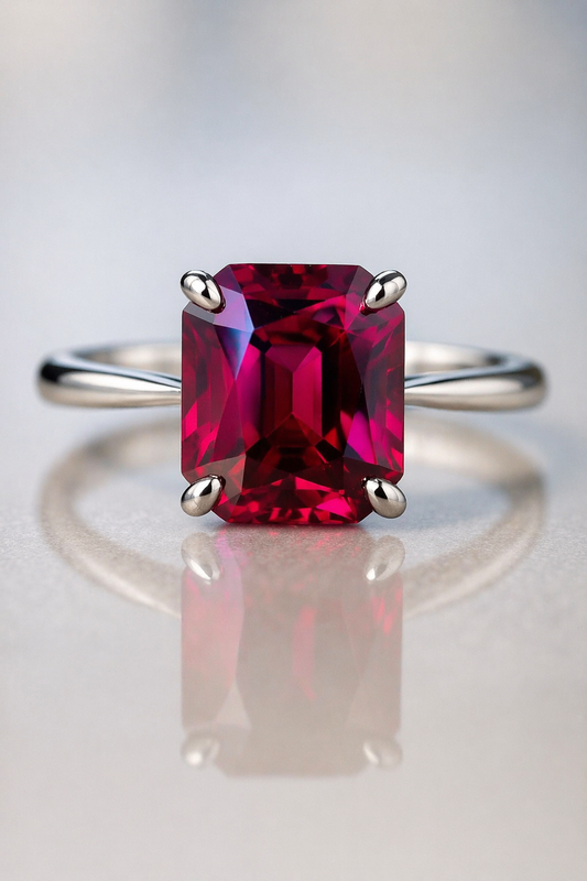 purplish pink rhodolite garnet white gold ring
