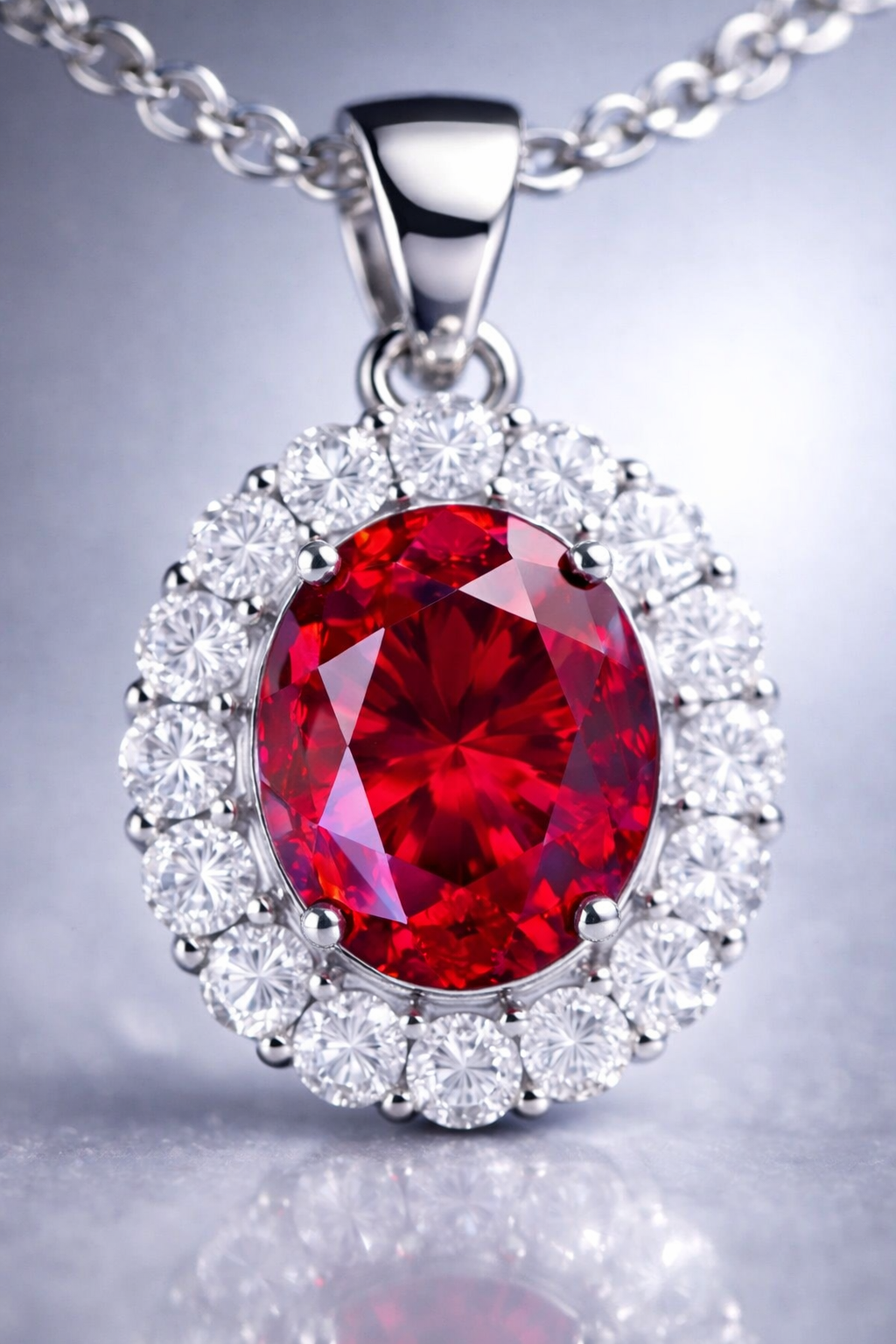 ruby halo diamond white gold pendant for necklace macro