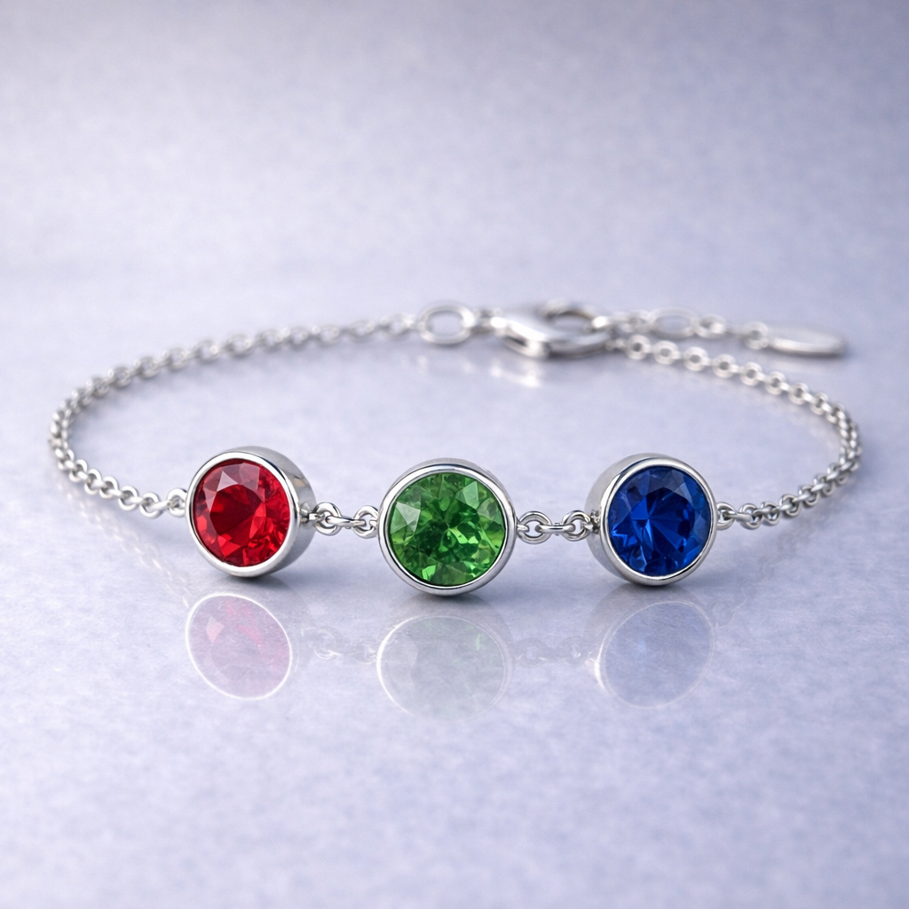 ruby emerald sapphire white gold bracelet