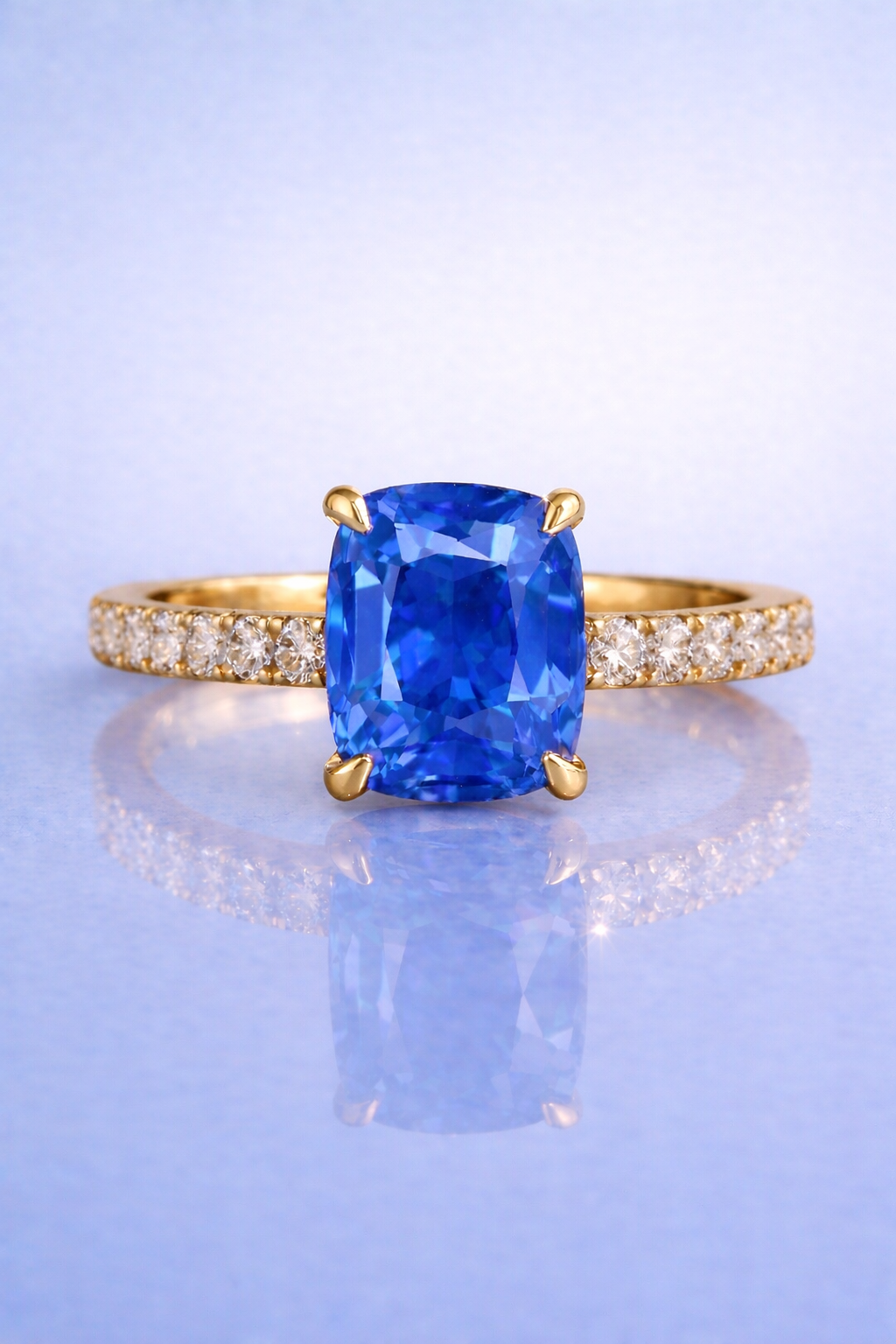 blue sapphire diamond yellow gold ring