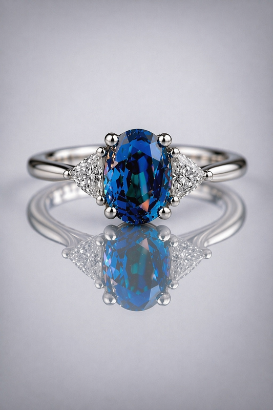 multicolored diamond trilogy white gold ring