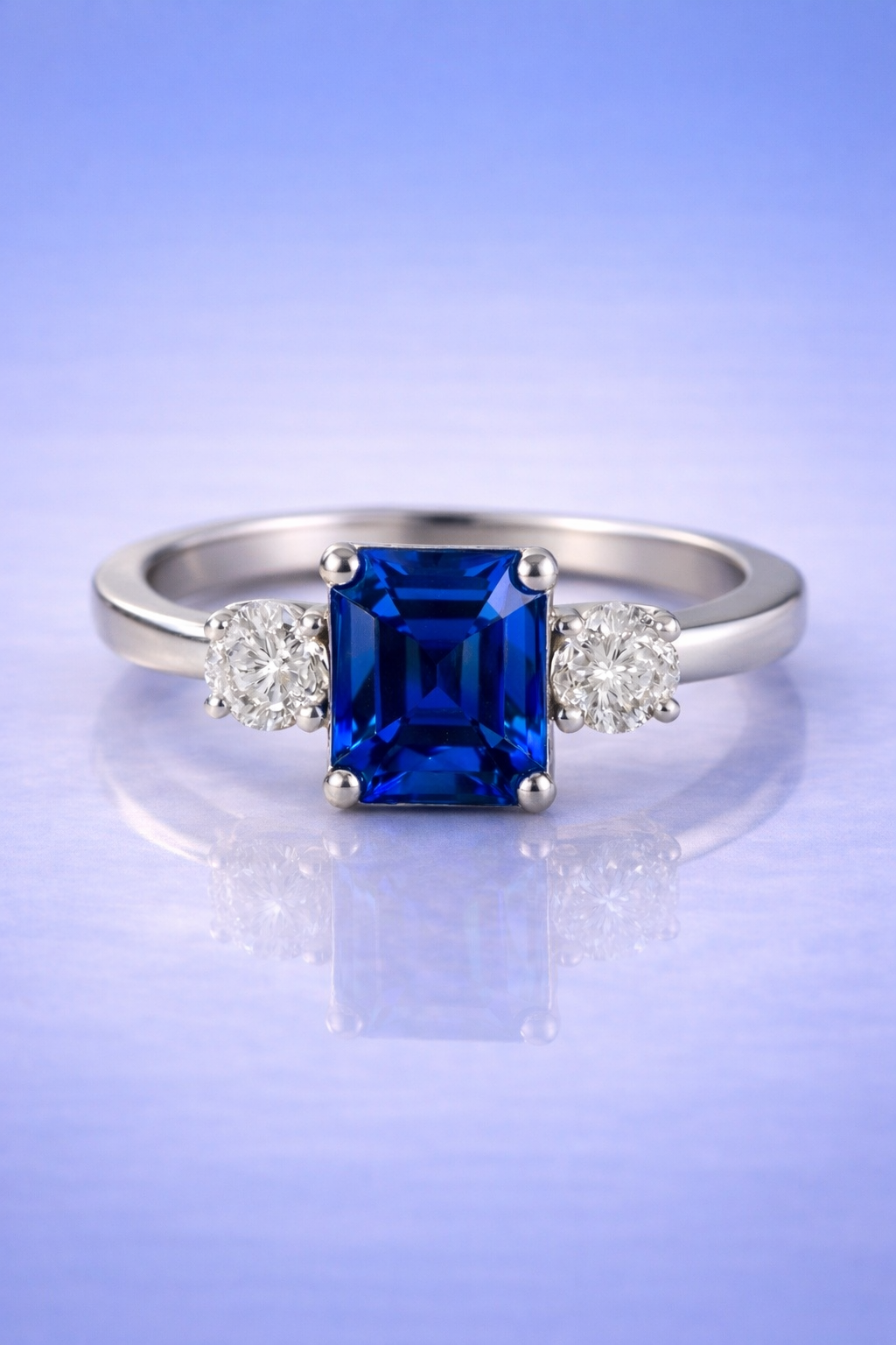 blue sapphire diamond white gold ring