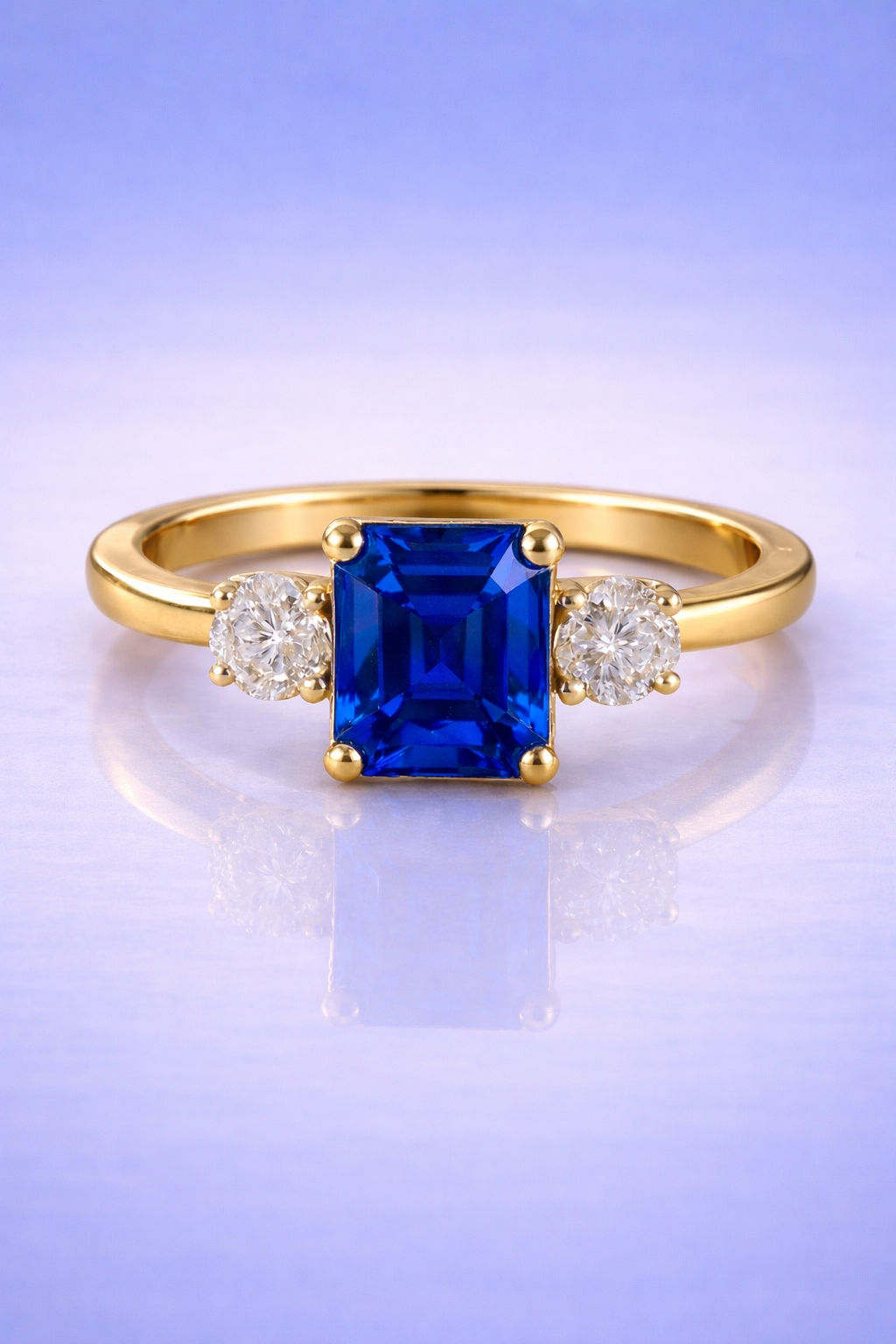 blue sapphire diamond yellow gold ring