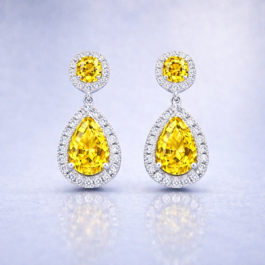 yellow sapphire diamond white gold earrings